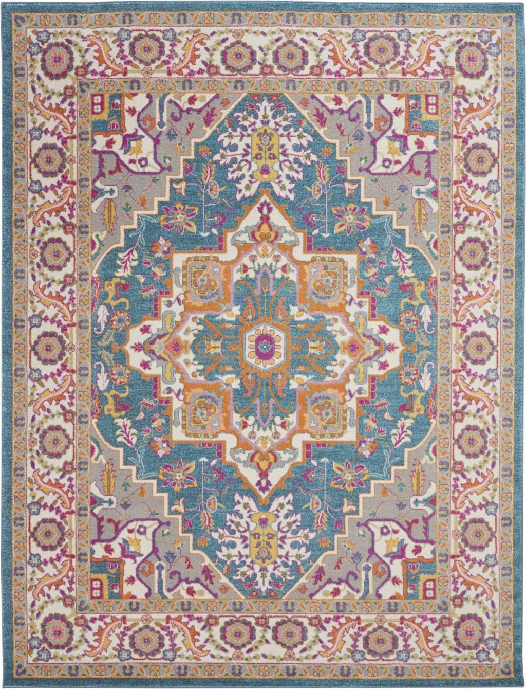 8’ x 10’ Teal and Pink Medallion Area Rug Default Title