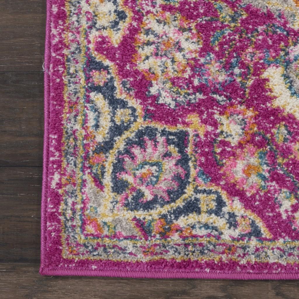 2’ x 8’ Pink and Ivory Medallion Runner Rug