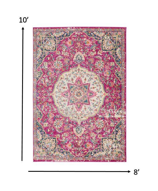 8’ x 10’ Pink and Ivory Medallion Area Rug