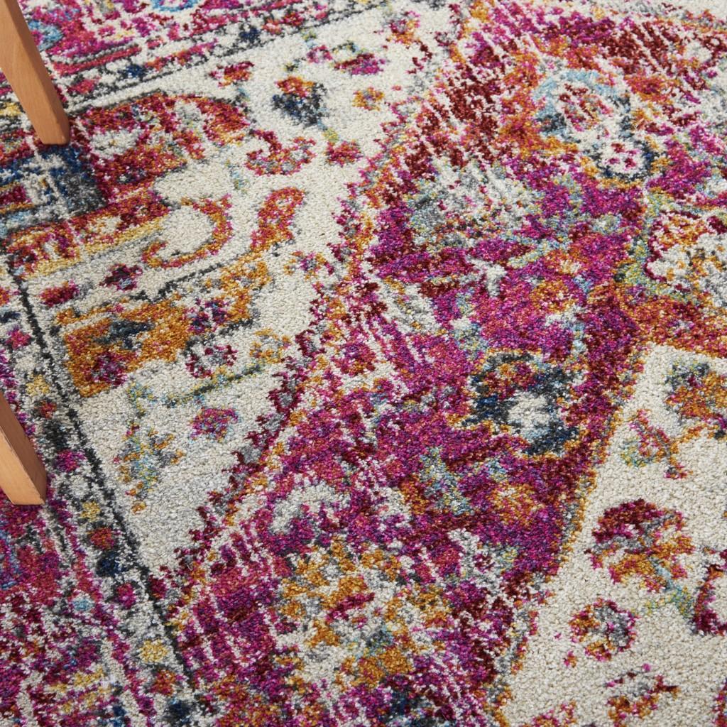 4’ x 6’ Ivory and Pink Oriental Area Rug