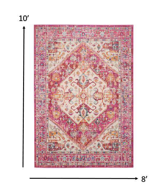 8’ x 10’ Ivory and Pink Oriental Area Rug Default Title