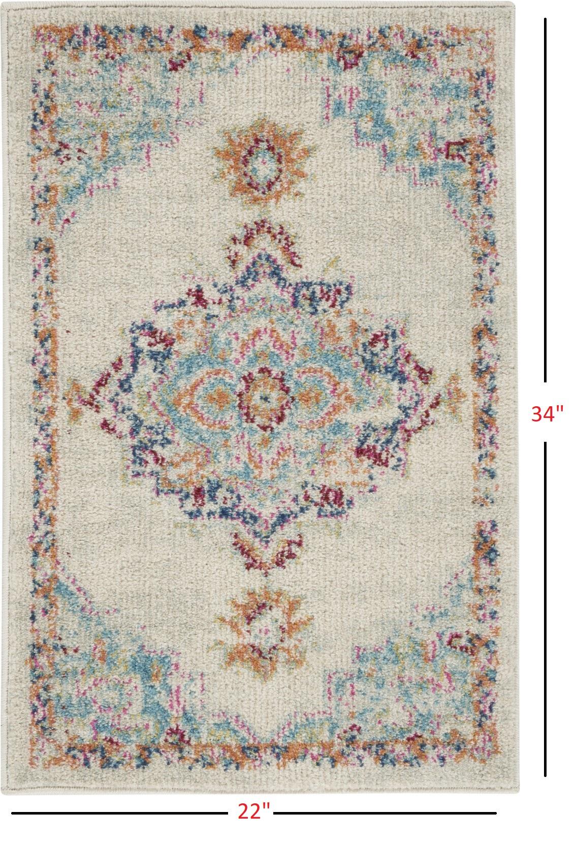 2’ x 3’ Gray Distressed Medallion Scatter Rug