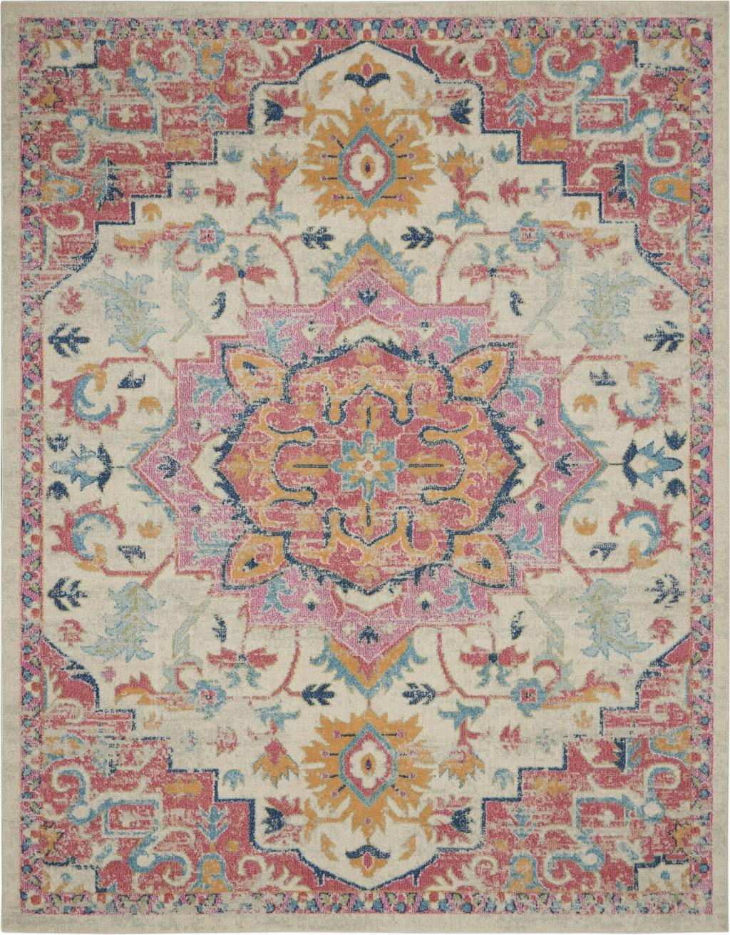 8’ x 10’ Ivory and Pink Medallion Area Rug Default Title