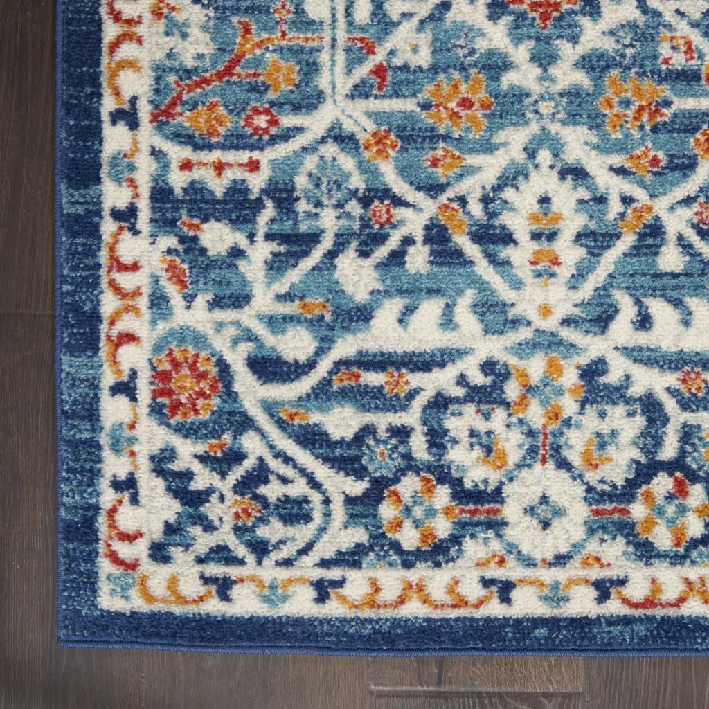 2’ x 8’ Blue White Multi Medallion Runner Rug