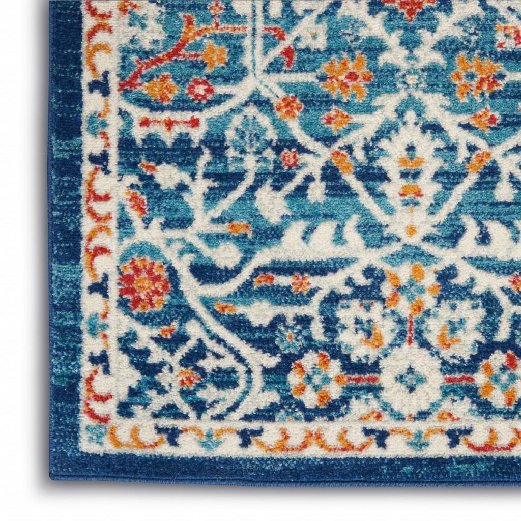 4’ x 6’ Blue White Multi Medallion Area Rug