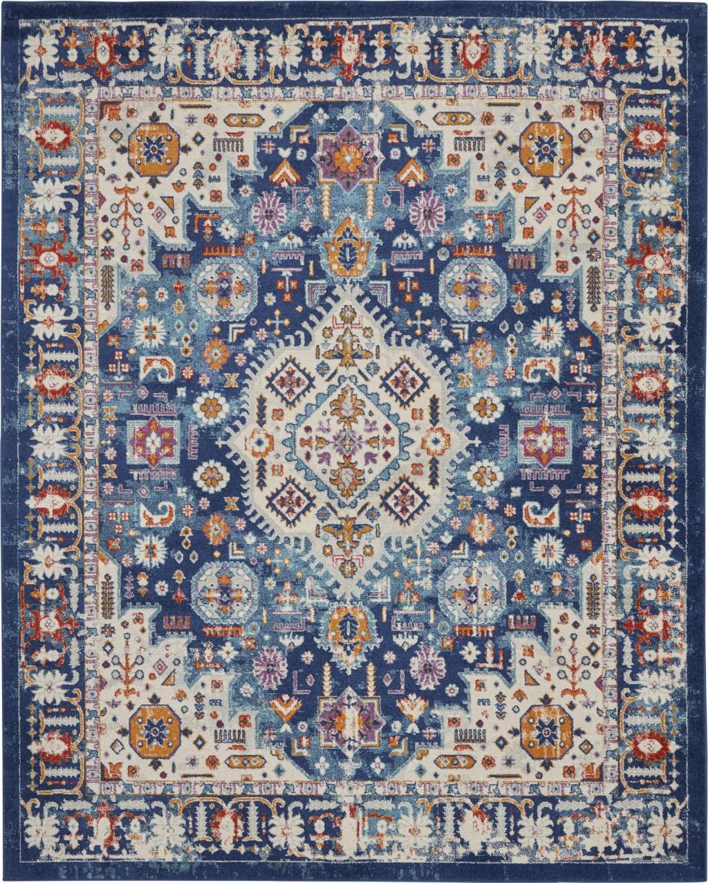 8’ x 10’ Blue and Ivory Medallion Area Rug Default Title