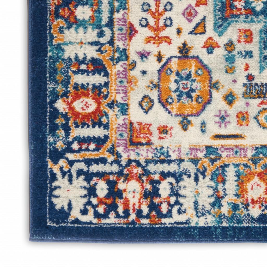8’ x 10’ Blue and Ivory Medallion Area Rug