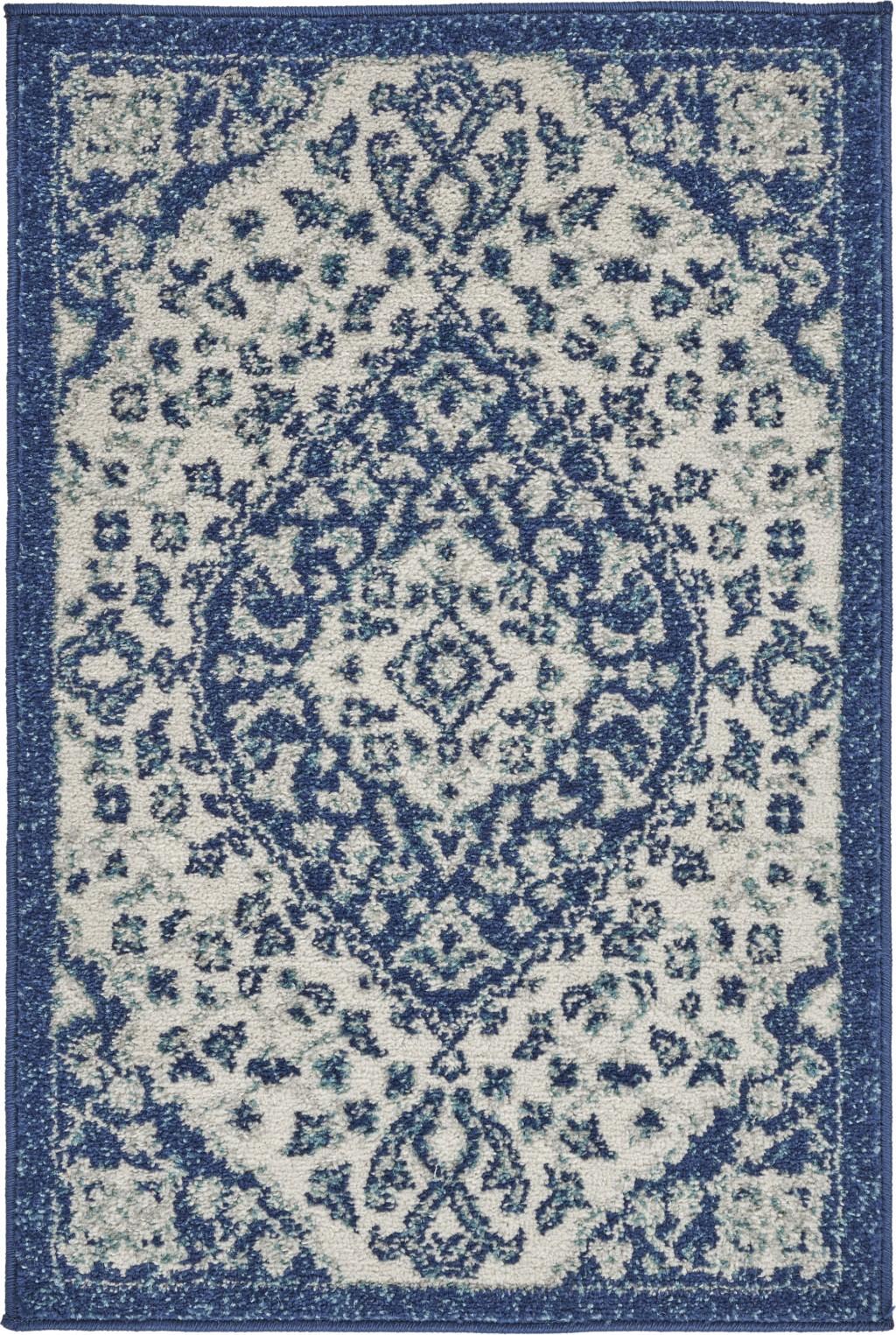 2’ x 3’ Ivory and Blue Medallion Scatter Rug Default Title