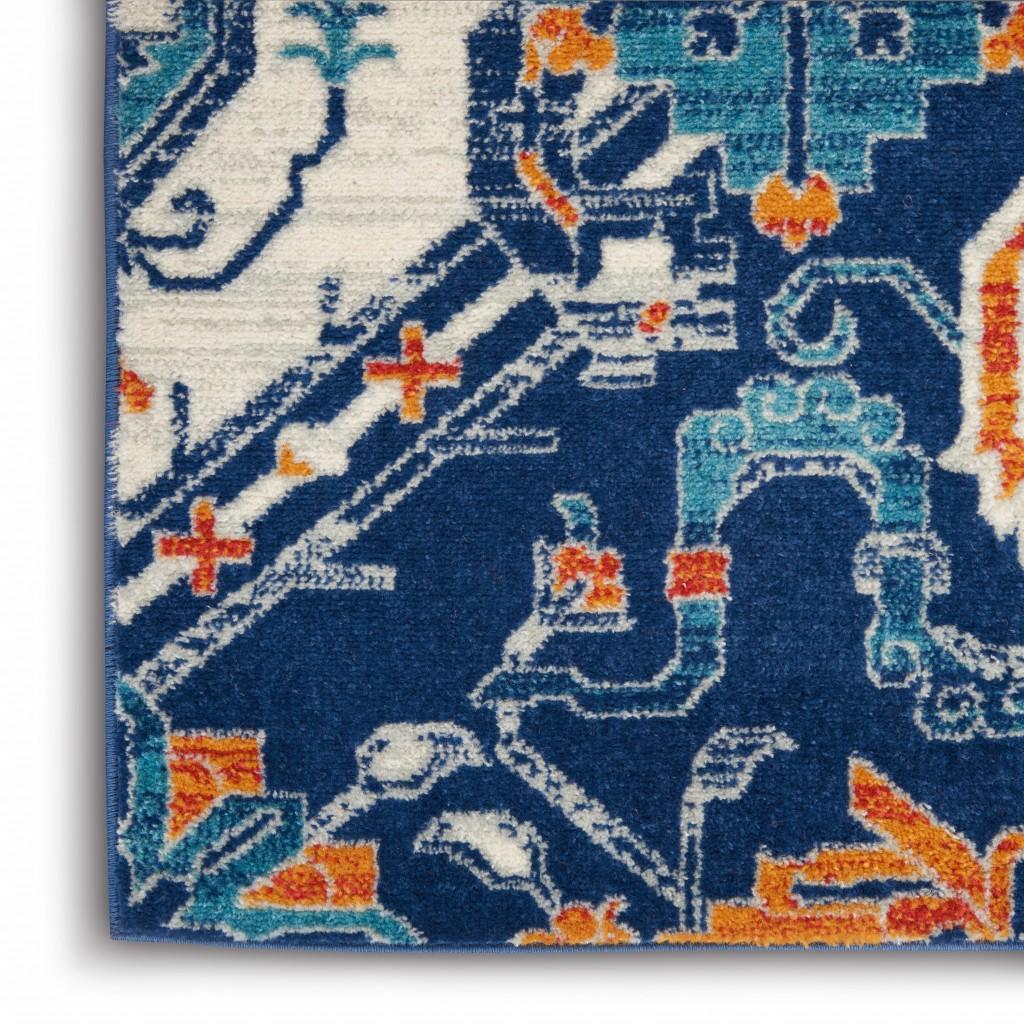 5’ x 7’ Blue and Ivory Persian Patterns Area Rug