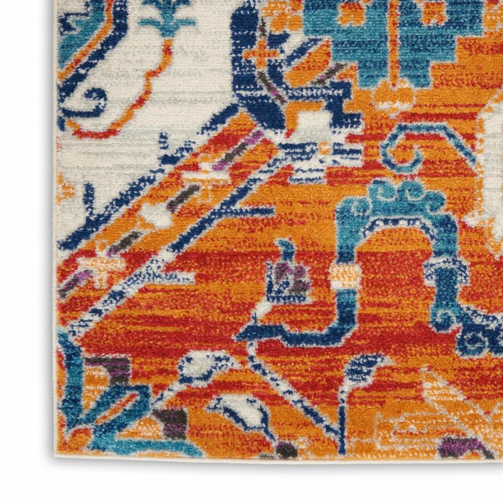 2’ x 3’ Ivory and Gold Floral Motif Scatter Rug