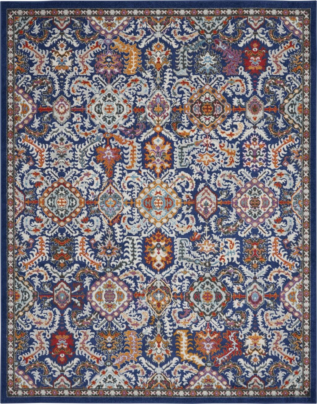 8’ x 10’ Blue and Gold Intricate Area Rug Default Title