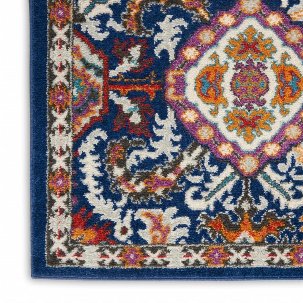 8’ x 10’ Blue and Gold Intricate Area Rug