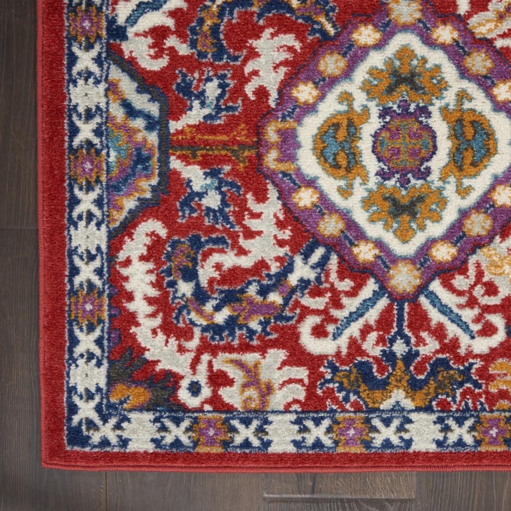 5’ x 7’ Red and Multicolor Decorative Area Rug Default Title
