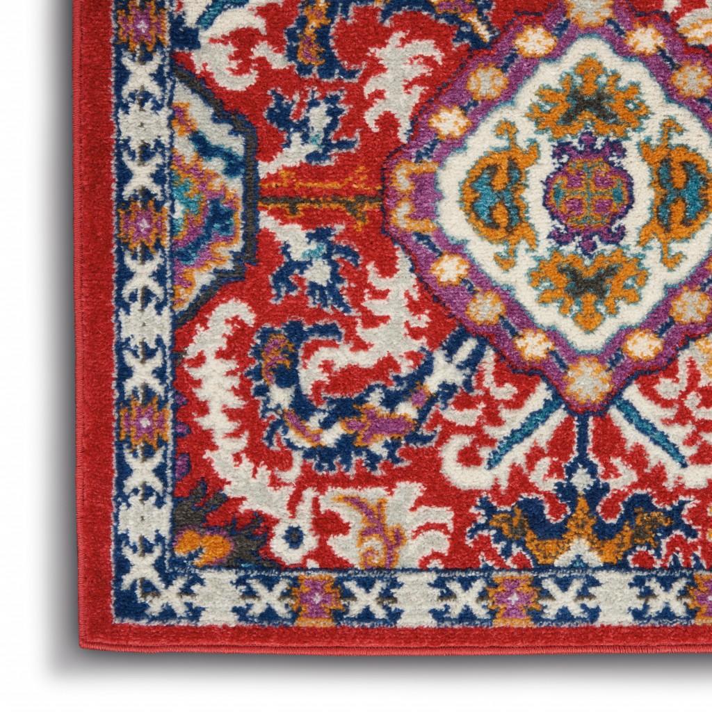 5’ x 7’ Red and Multicolor Decorative Area Rug Default Title