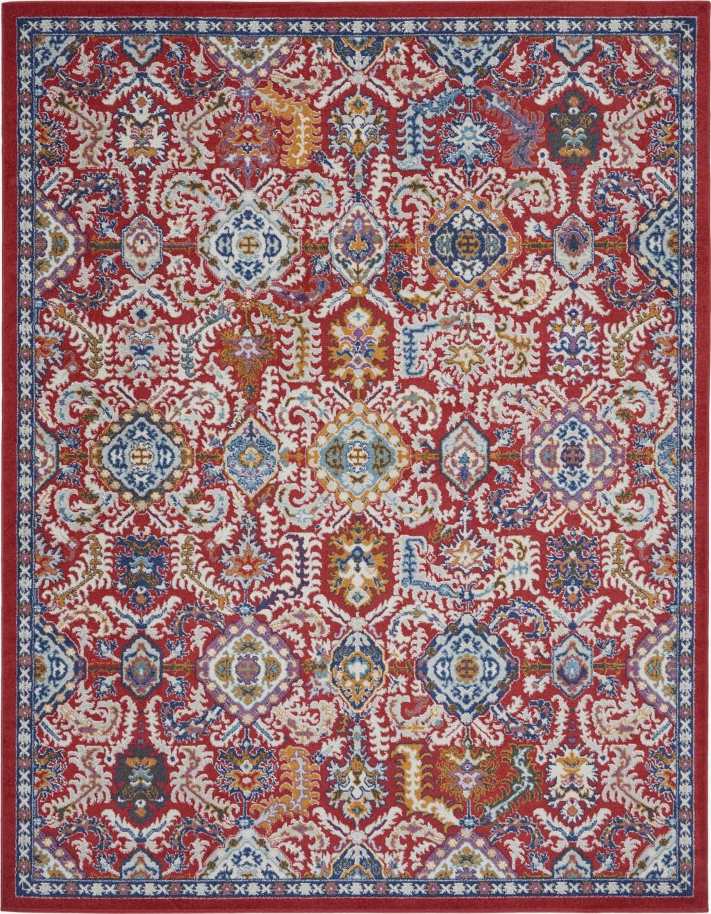 8’ x 10’ Red and Multicolor Decorative Area Rug Default Title