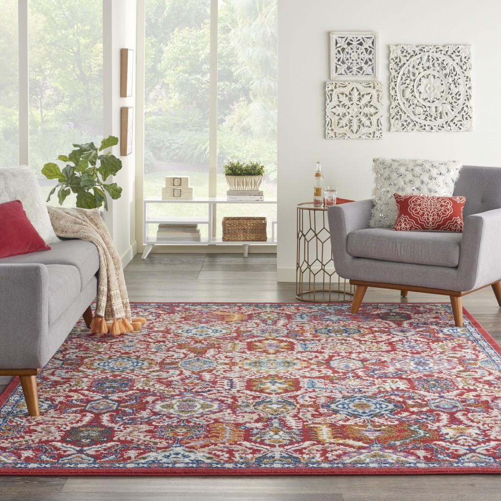 8’ x 10’ Red and Multicolor Decorative Area Rug Default Title
