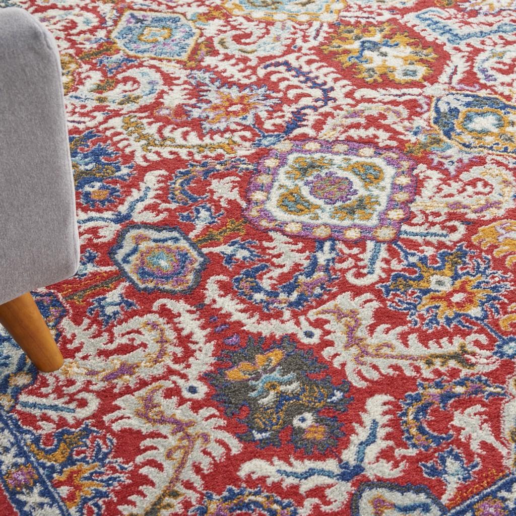 8’ x 10’ Red and Multicolor Decorative Area Rug Default Title
