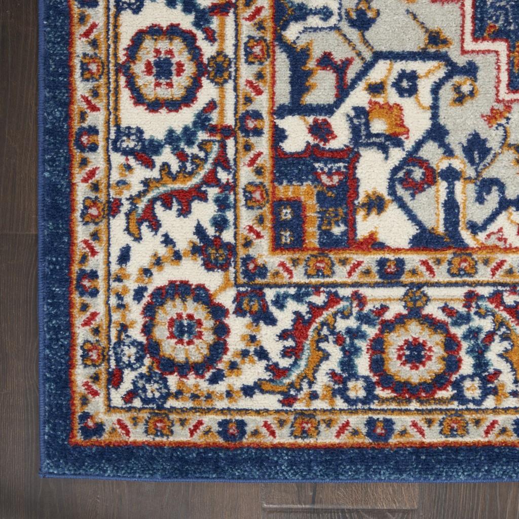 2’ x 8’ Blue and Ruby Medallion Runner Rug