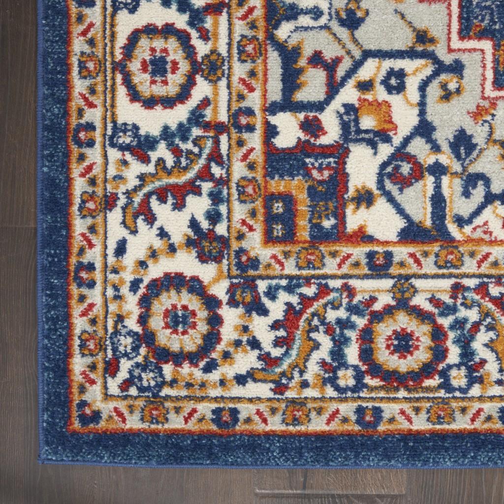 8’ x 10’ Blue and Ruby Medallion Area Rug
