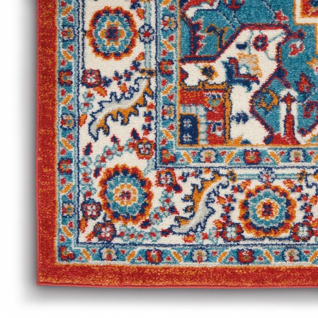 5’ x 7’ Red and Ivory Medallion Area Rug