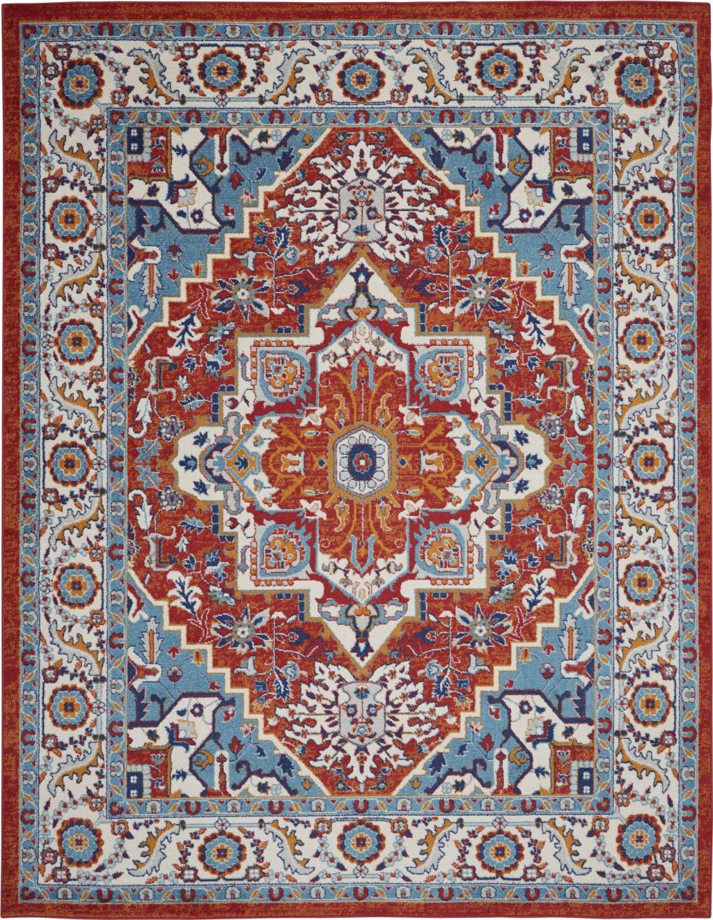 8’ x 10’ Red and Ivory Medallion Area Rug Default Title