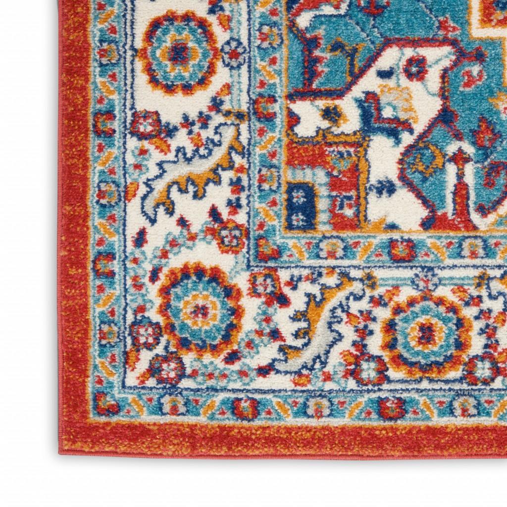 8’ x 10’ Red and Ivory Medallion Area Rug