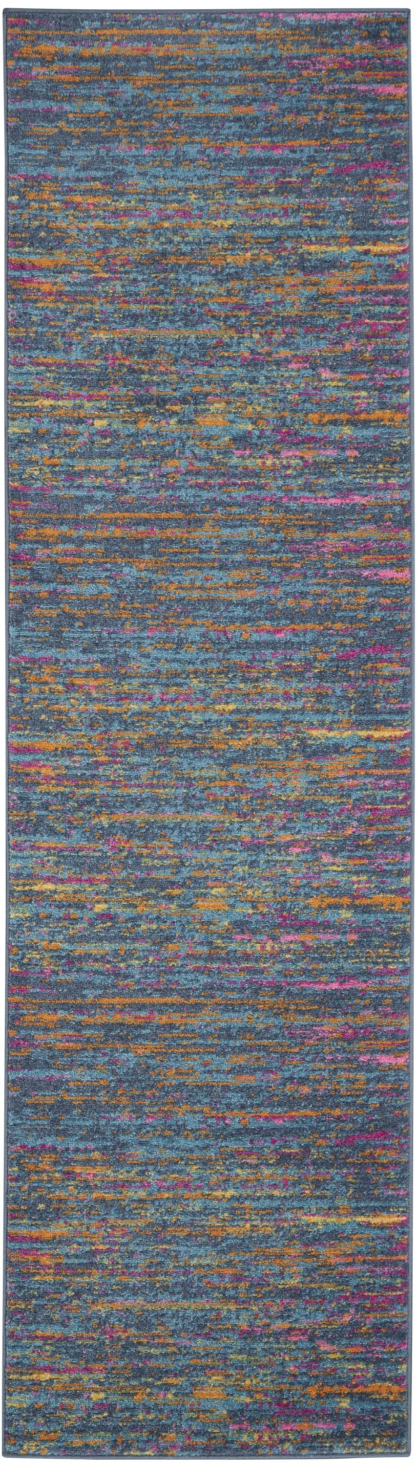 2’ x 8’ Blue Distressed Striations Runner Rug Default Title