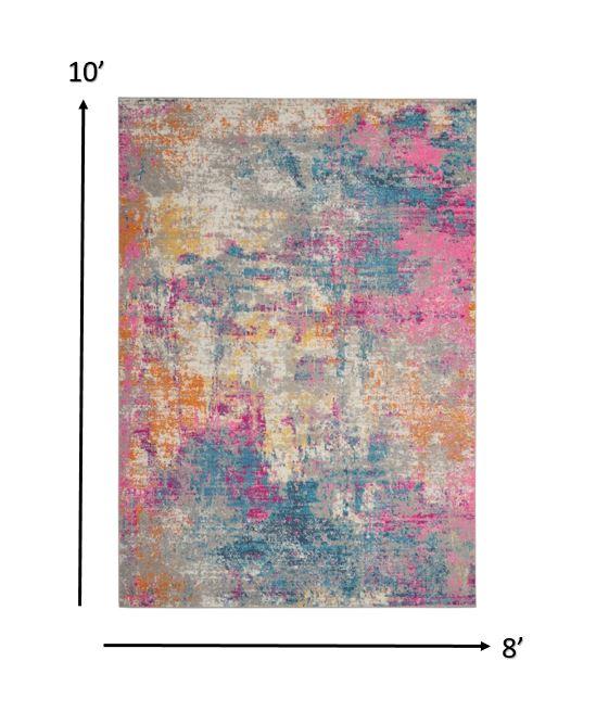 8’ x 10’ Ivory and Multi Abstract Area Rug