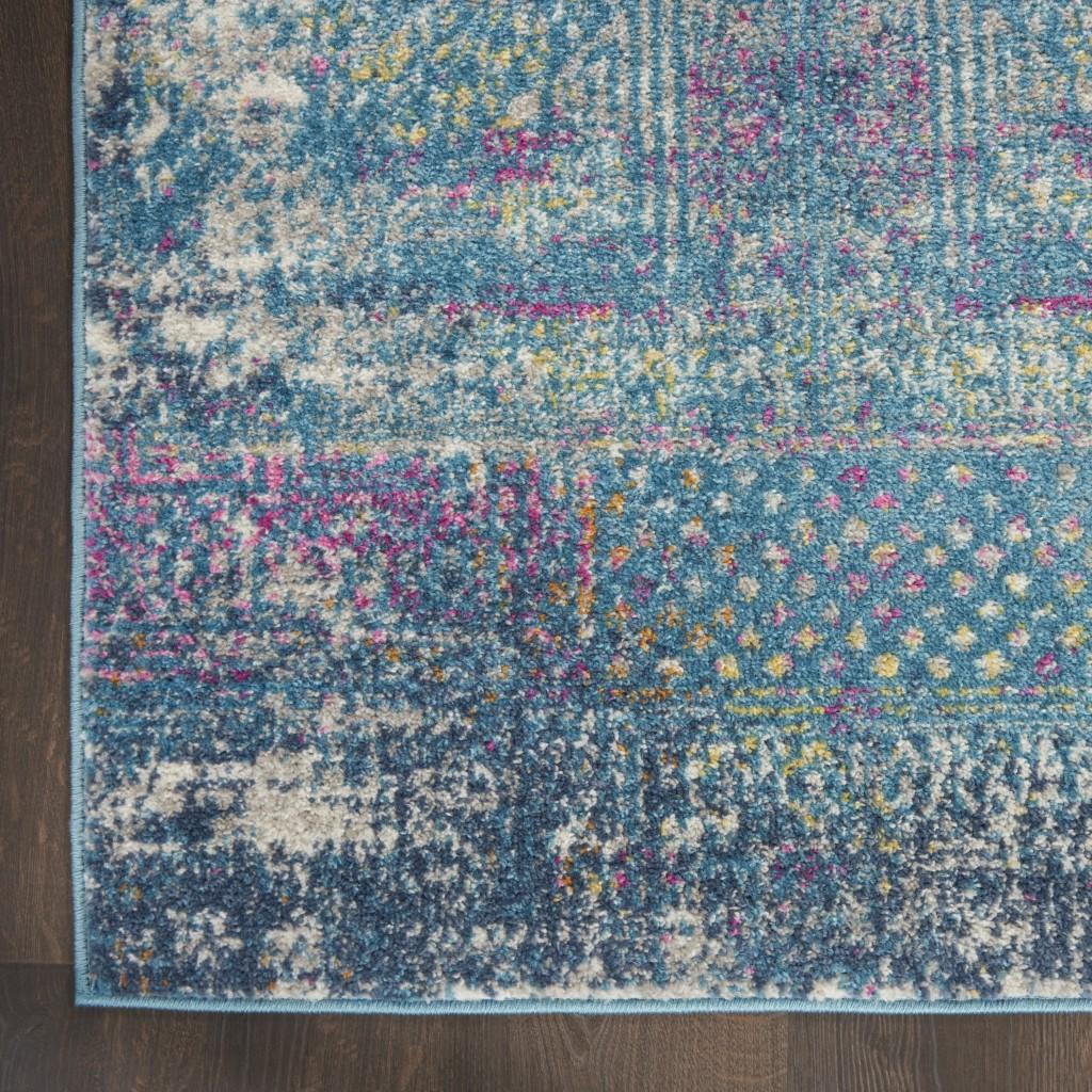 2’ x 6’ Blue Distressed Medallion Runner Rug