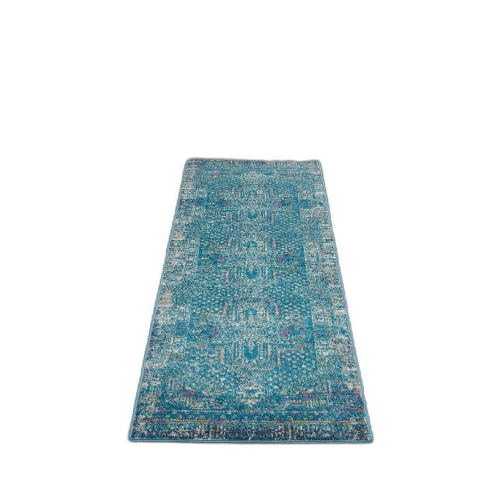 2’ x 6’ Blue Distressed Medallion Runner Rug