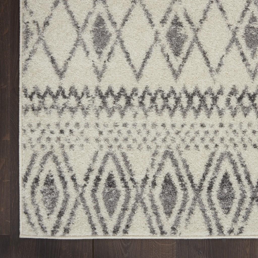 2’ x 8’ Ivory and Gray Berber Pattern Runner Rug