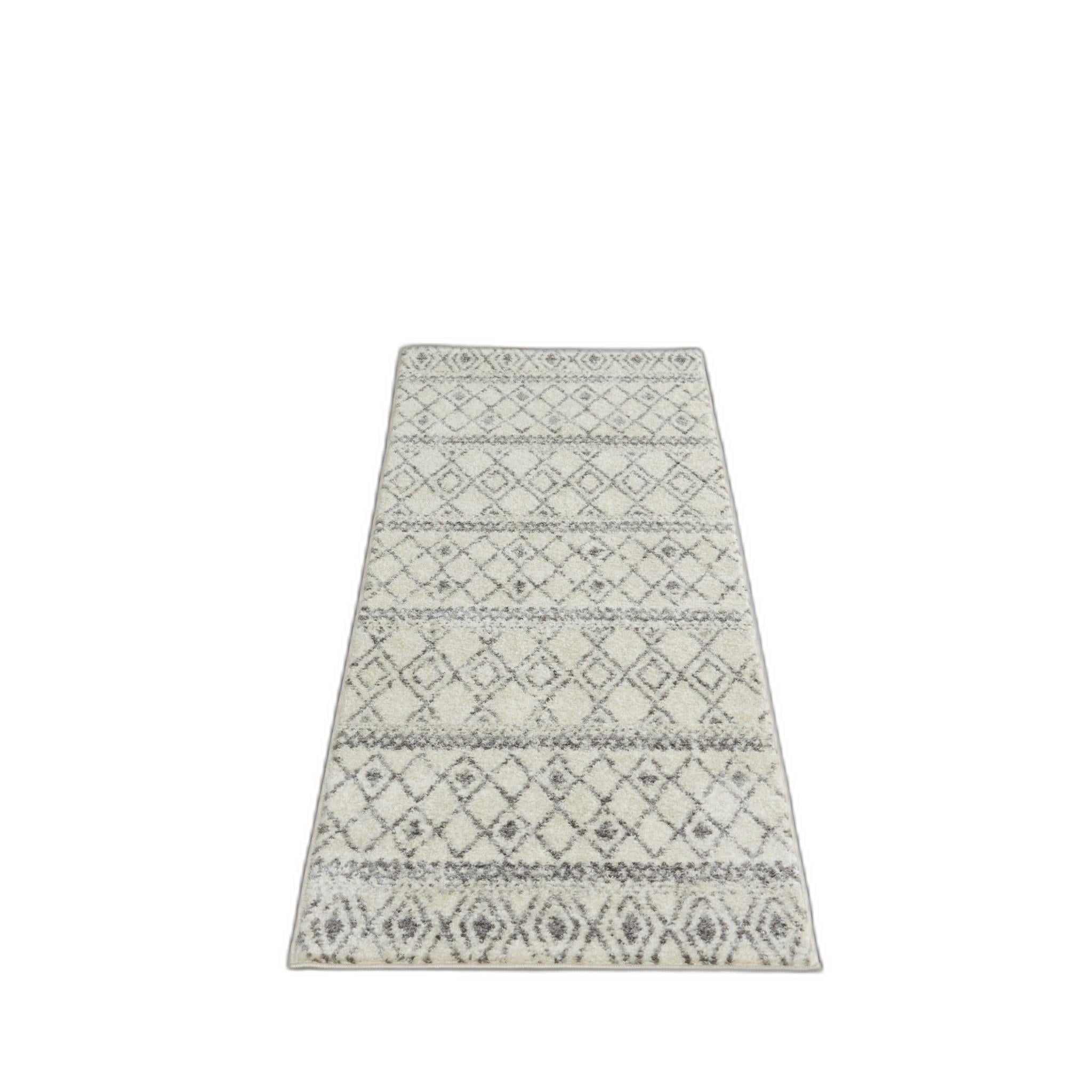 2’ x 8’ Ivory and Gray Berber Pattern Runner Rug