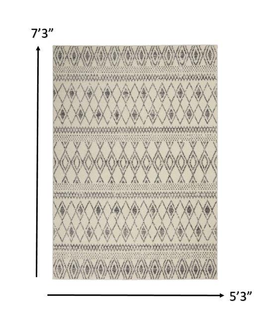 5’ x 7’ Ivory and Gray Berber Pattern Area Rug