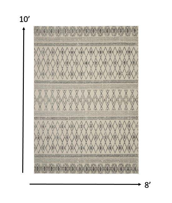 8’ x 10’ Ivory and Gray Berber Pattern Area Rug