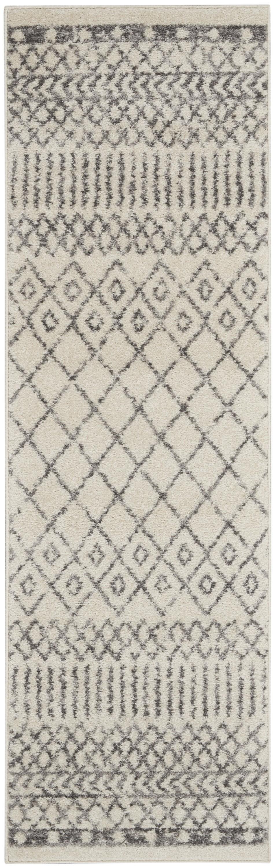 2’ x 6’ Ivory and Gray Geometric Runner Rug Default Title