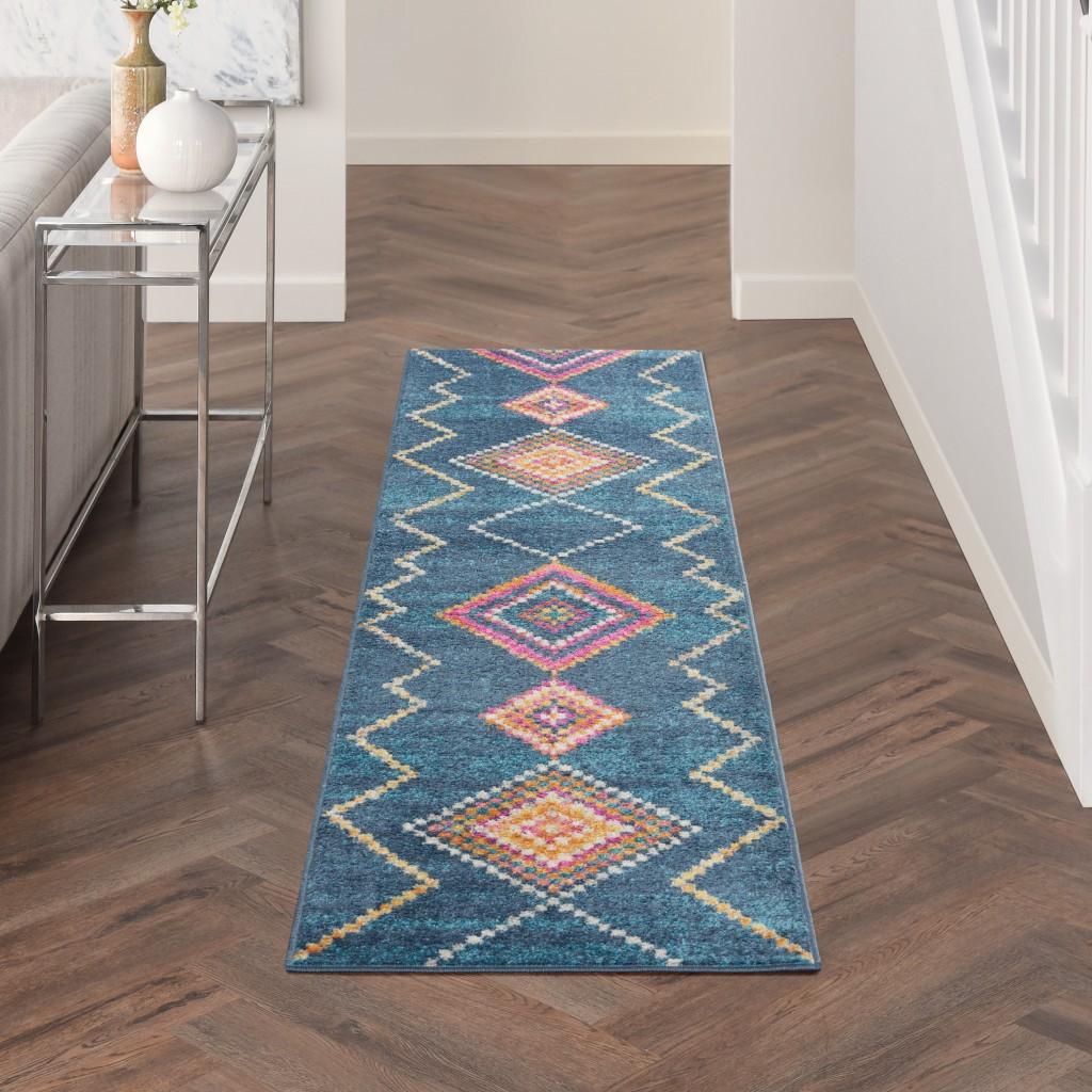 2’ x 8’ Navy Blue Berber Pattern Runner Rug