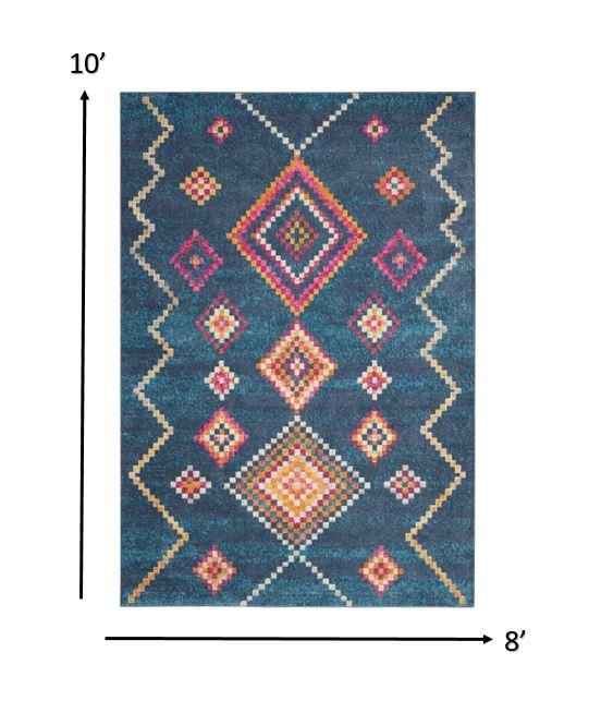 8’ x 10’ Navy Blue Berber Pattern Area Rug