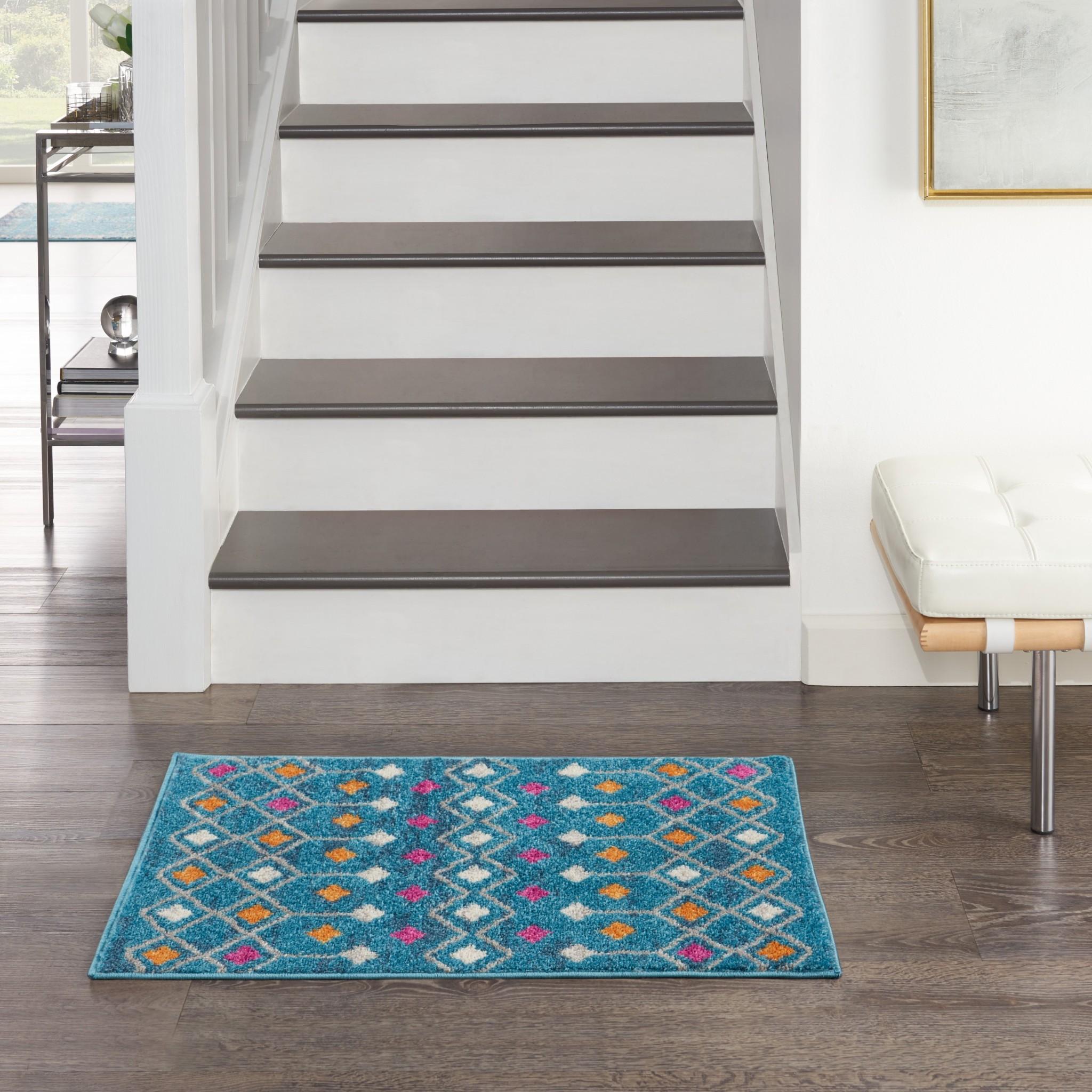 2’ x 3’ Blue Jewels Geometric Scatter Rug