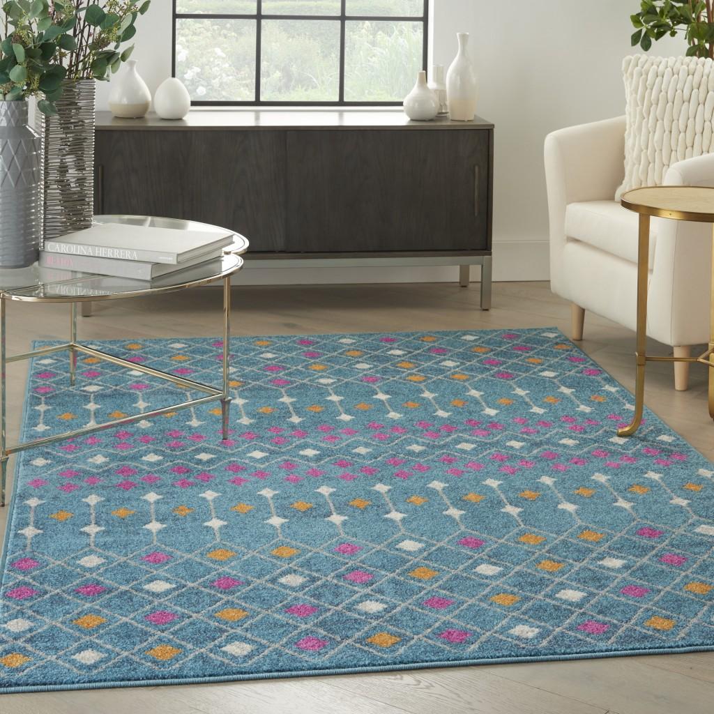 5’ x 7’ Blue Jewels Geometric Area Rug