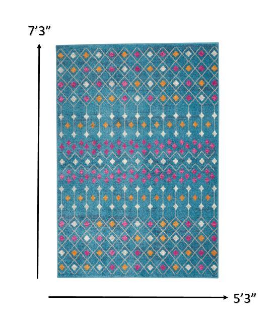 5’ x 7’ Blue Jewels Geometric Area Rug