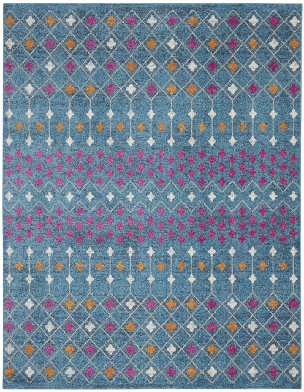 7’ x 10’ Blue Jewels Geometric Area Rug Default Title