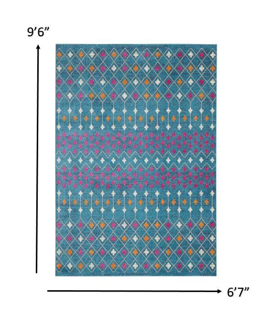 7’ x 10’ Blue Jewels Geometric Area Rug