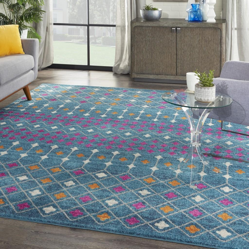 8’ x 10’ Blue Jewels Geometric Area Rug