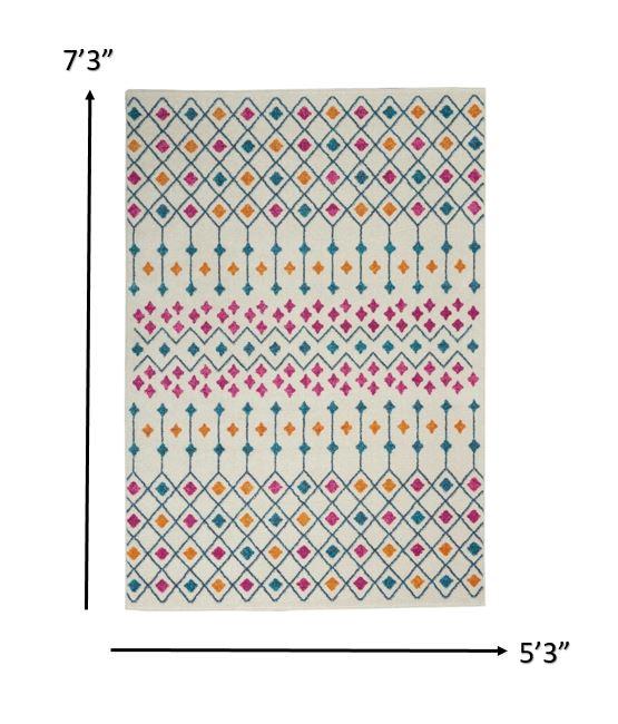 5’ x 7’ Ivory Jewels Geometric Area Rug Default Title