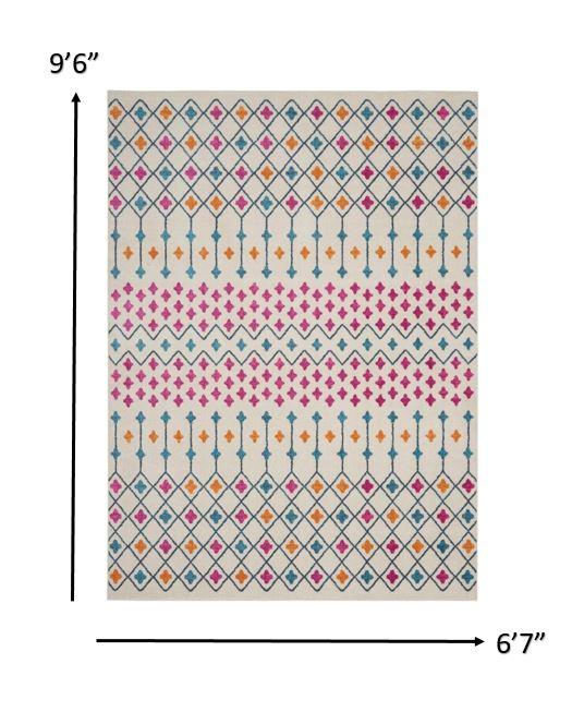 7’ x 10’ Ivory Jewels Geometric Area Rug