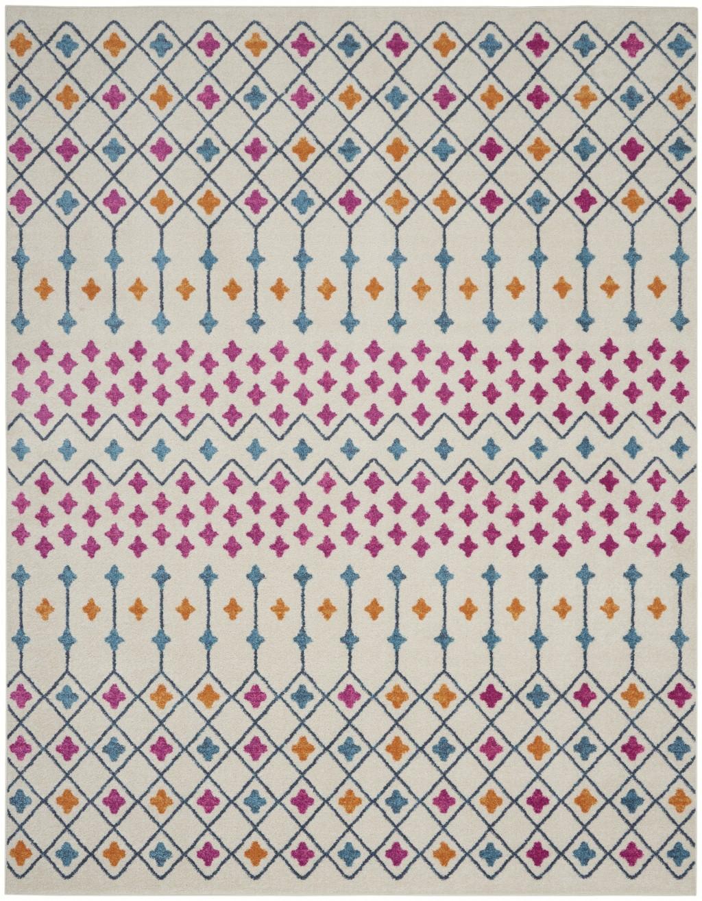 8’ x 10’ Ivory Jewels Geometric Area Rug Default Title