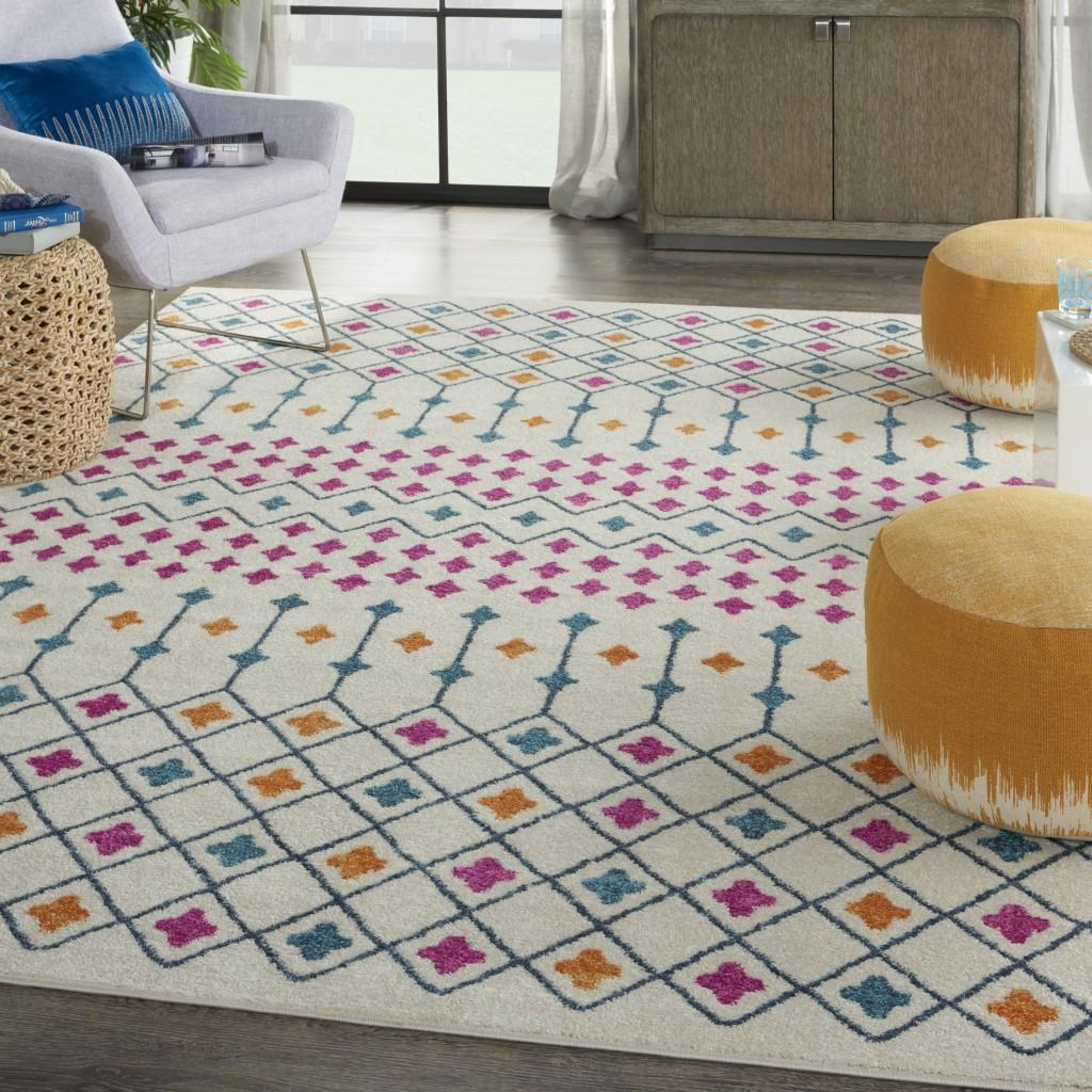 8’ x 10’ Ivory Jewels Geometric Area Rug