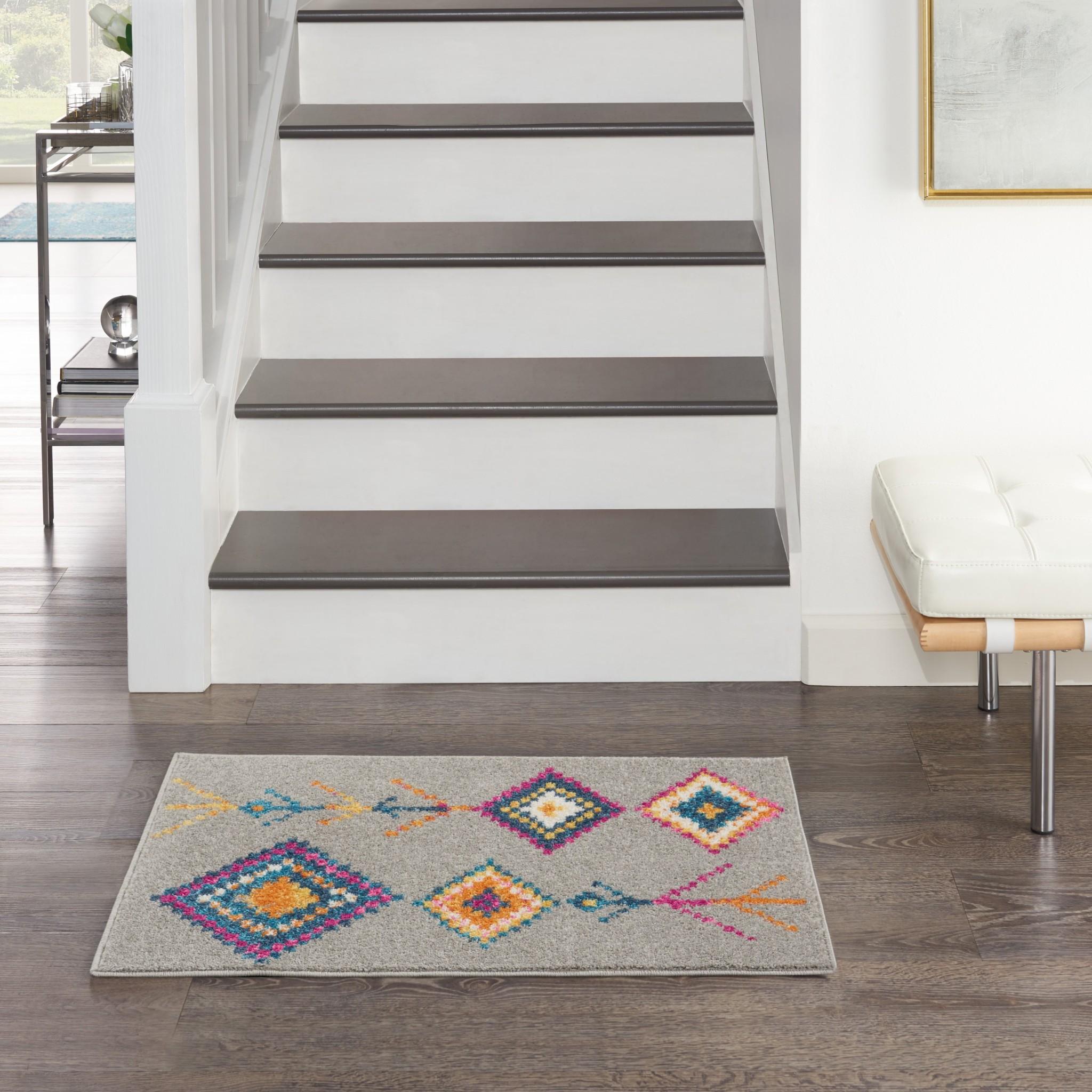 2’ x 3’ Gray and Multicolor Geometric Scatter Rug