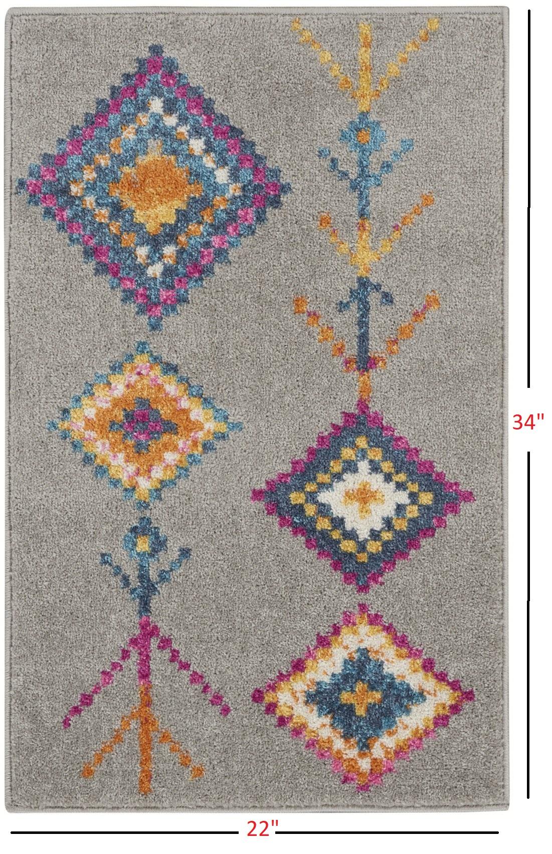 2’ x 3’ Gray and Multicolor Geometric Scatter Rug