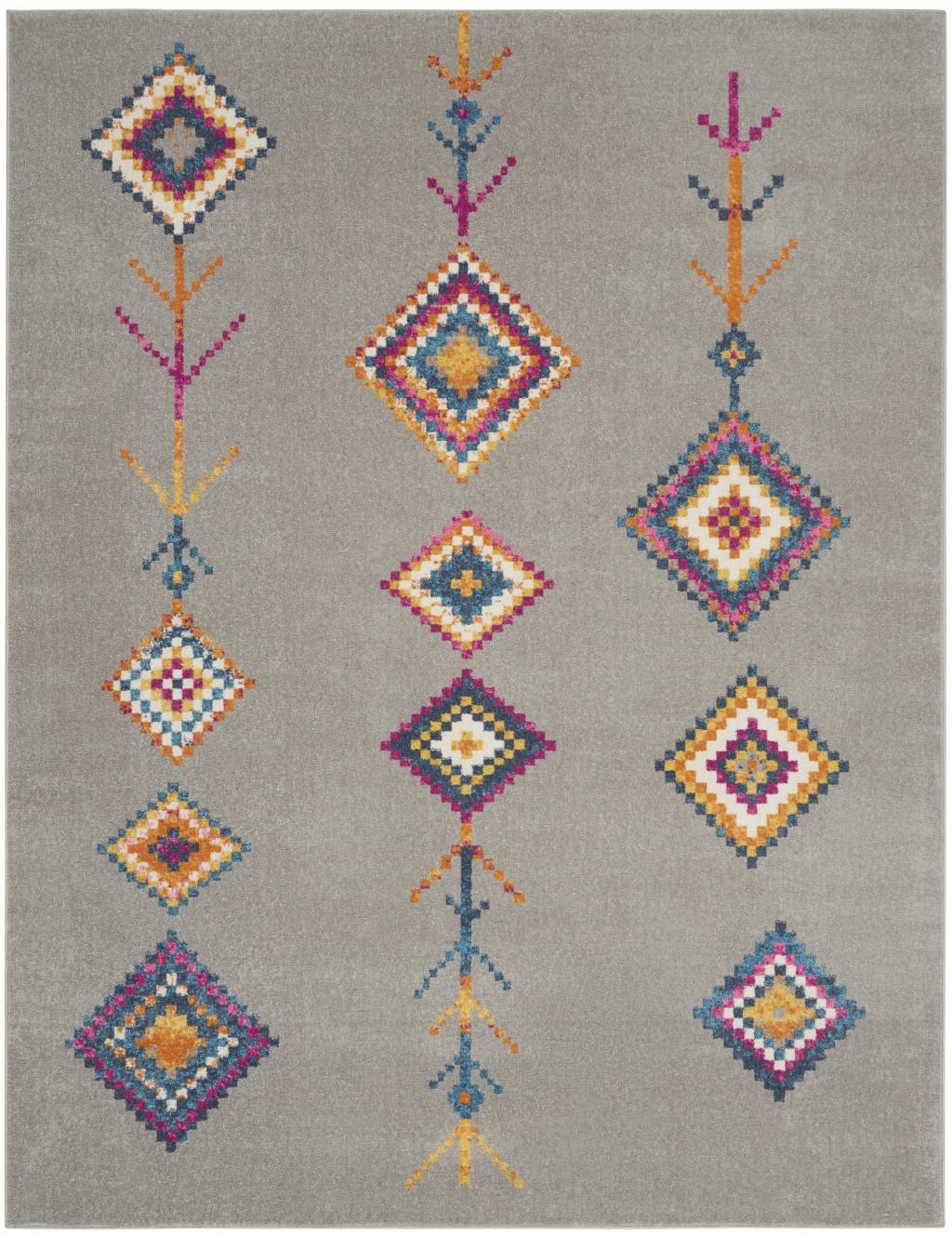 8’ x 10’ Gray and Multicolor Geometric Area Rug